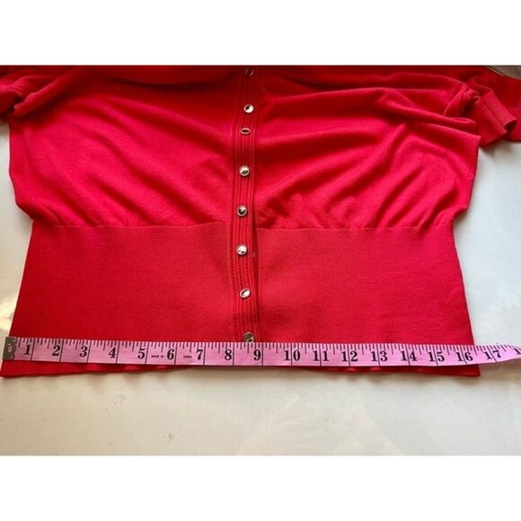 White House Black Market Snap Front Short Sleeve Orange Sweater Blouse Size XL - Picture 11 of 12